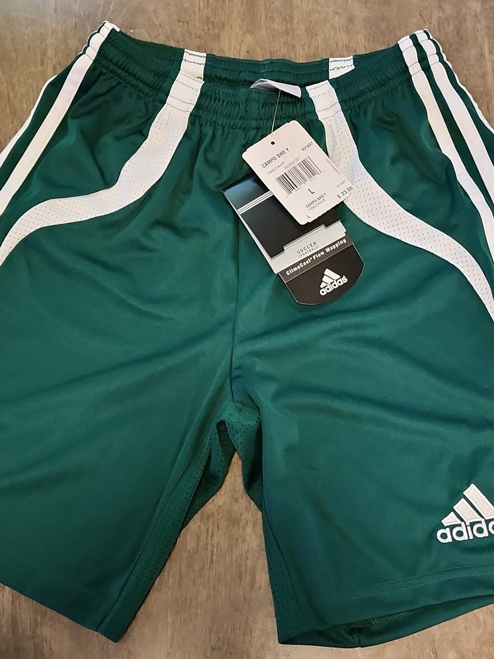adidas Forest Green Soccer Shorts with White Accents